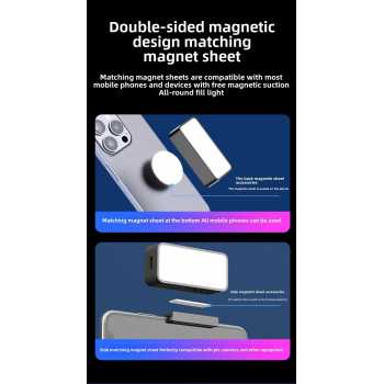 Gambar produk APOPIS Lampu Fill Light LED Magnetic 3 Color Portable Dimmable 150mAh - A08