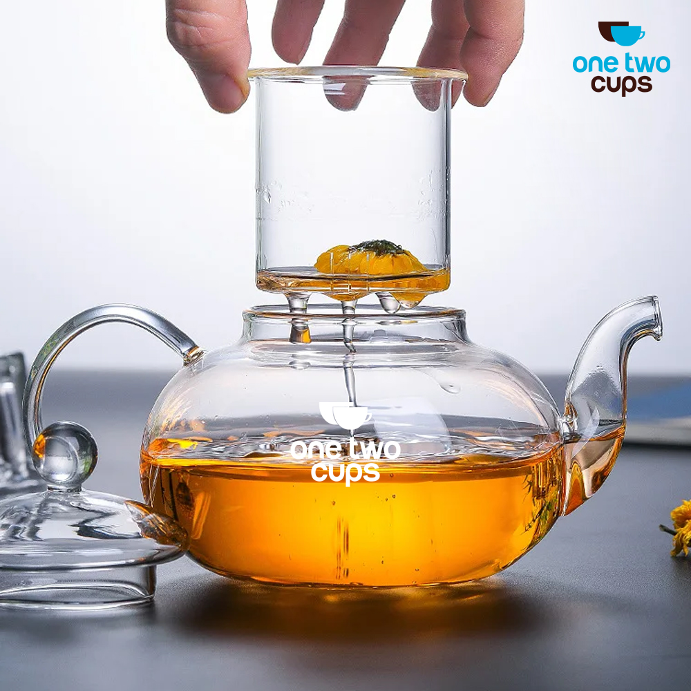 One Two Cups Teko Teh Kaca Saringan Tahan Panas Api Infuser Teapot 800ml - 8CV102 Gambar produk One Two Cups Teko Teh Kaca Saringan Tahan Panas Api Infuser Teapot 800ml - 8CV102
