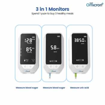 Gambar produk TaffOmicron Alat Cek Gula Darah Asam Urat Tensi 3in1 100 Test Strips - GUP-T6