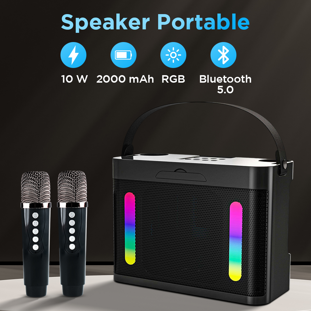XINJIA Speaker Bluetooth Karaoke Portable RGB with 2 Microphone 10W - WJ-A927 Gambar produk XINJIA Speaker Bluetooth Karaoke Portable RGB with 2 Microphone 10W - WJ-A927