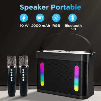 XINJIA Speaker Bluetooth Karaoke Portable RGB with 2 Microphone 10W - WJ-A927