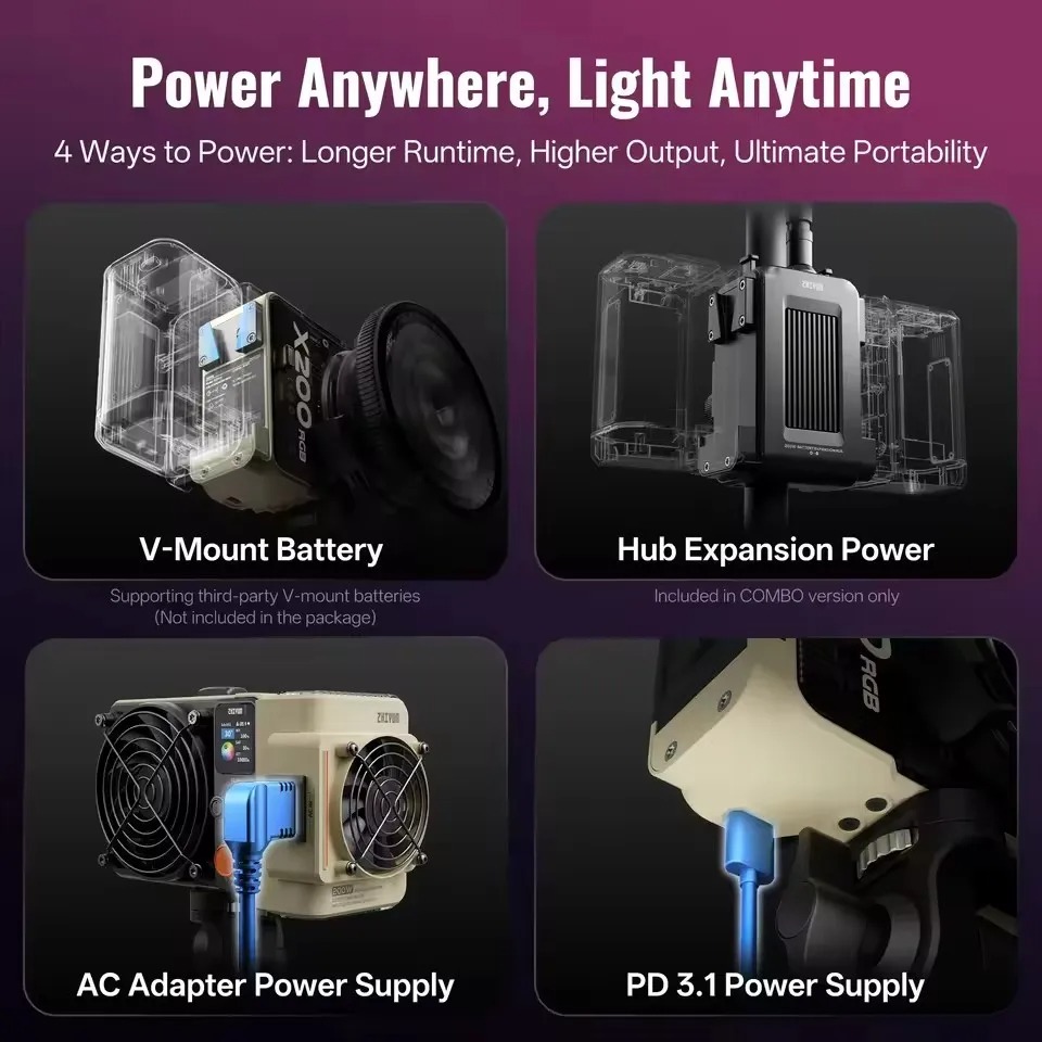 Zhiyun Lampu Studio Fotografi LED RGBW 15 Mode Bowens Mount 200W - X200 Gambar produk Zhiyun Lampu Studio Fotografi LED RGBW 15 Mode Bowens Mount 200W - X200