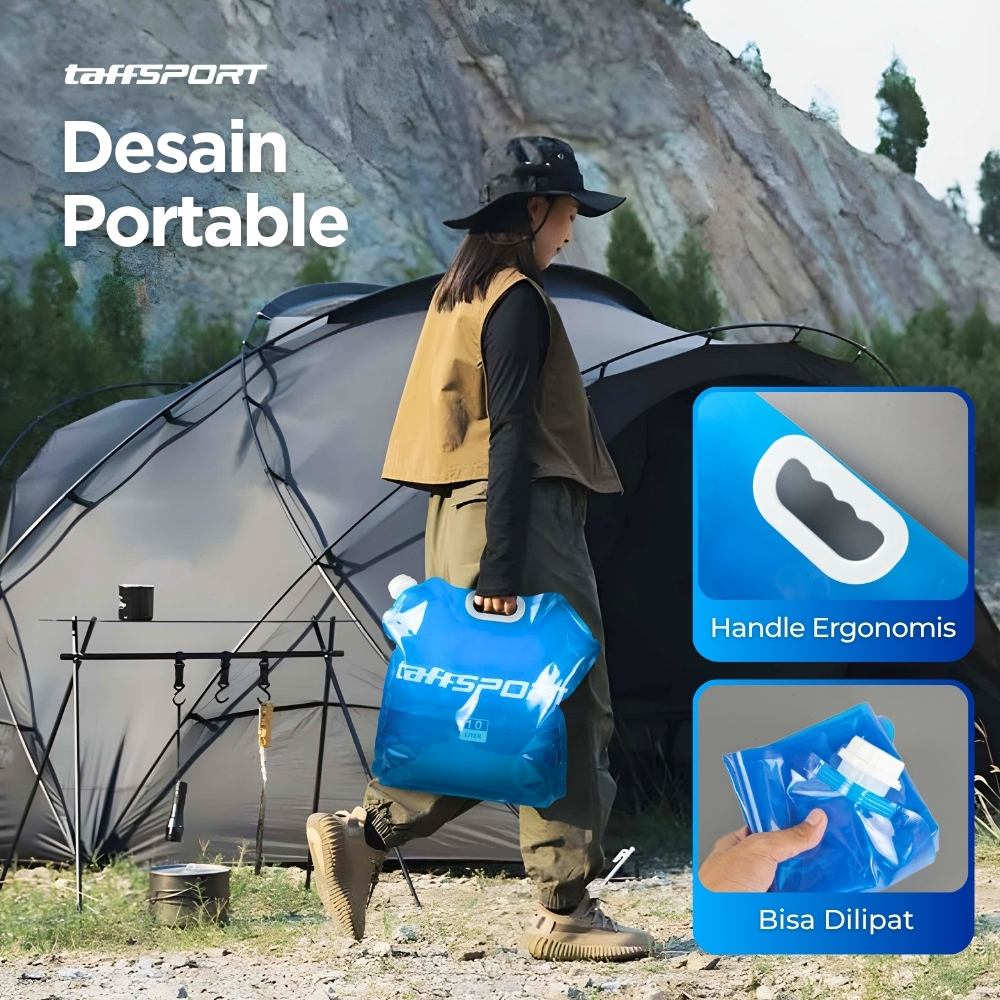 TaffSPORT Kantong Air Minum Lipat Multifungsi Portable Water Bag 10L - ASD005 Gambar produk TaffSPORT Kantong Air Minum Lipat Multifungsi Portable Water Bag 10L - ASD005