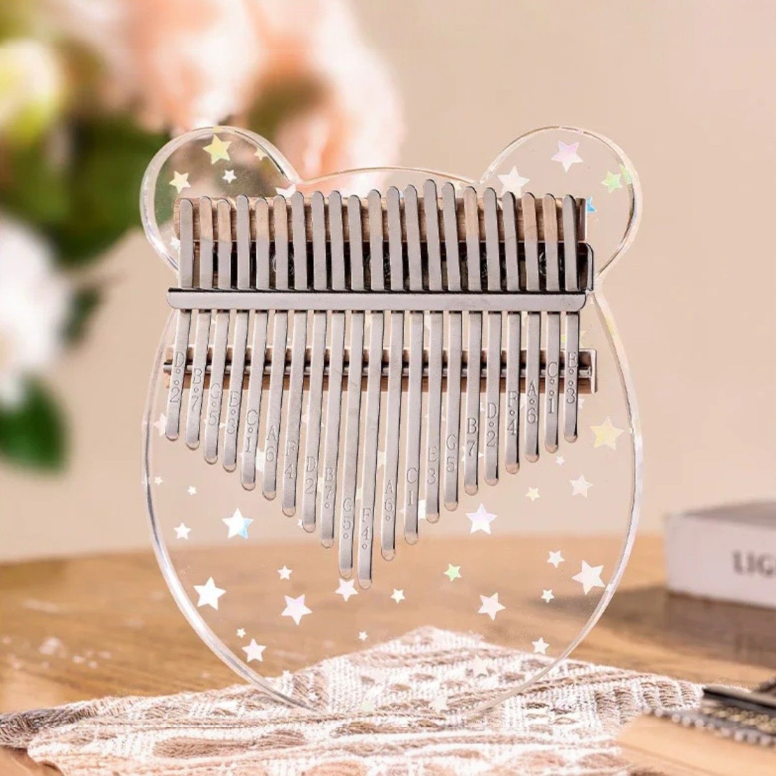 Gambar produk Miwayer Kalimba Thumb Piano Musical Toys 17 Note Sound Acrylic Bear - HRU-003