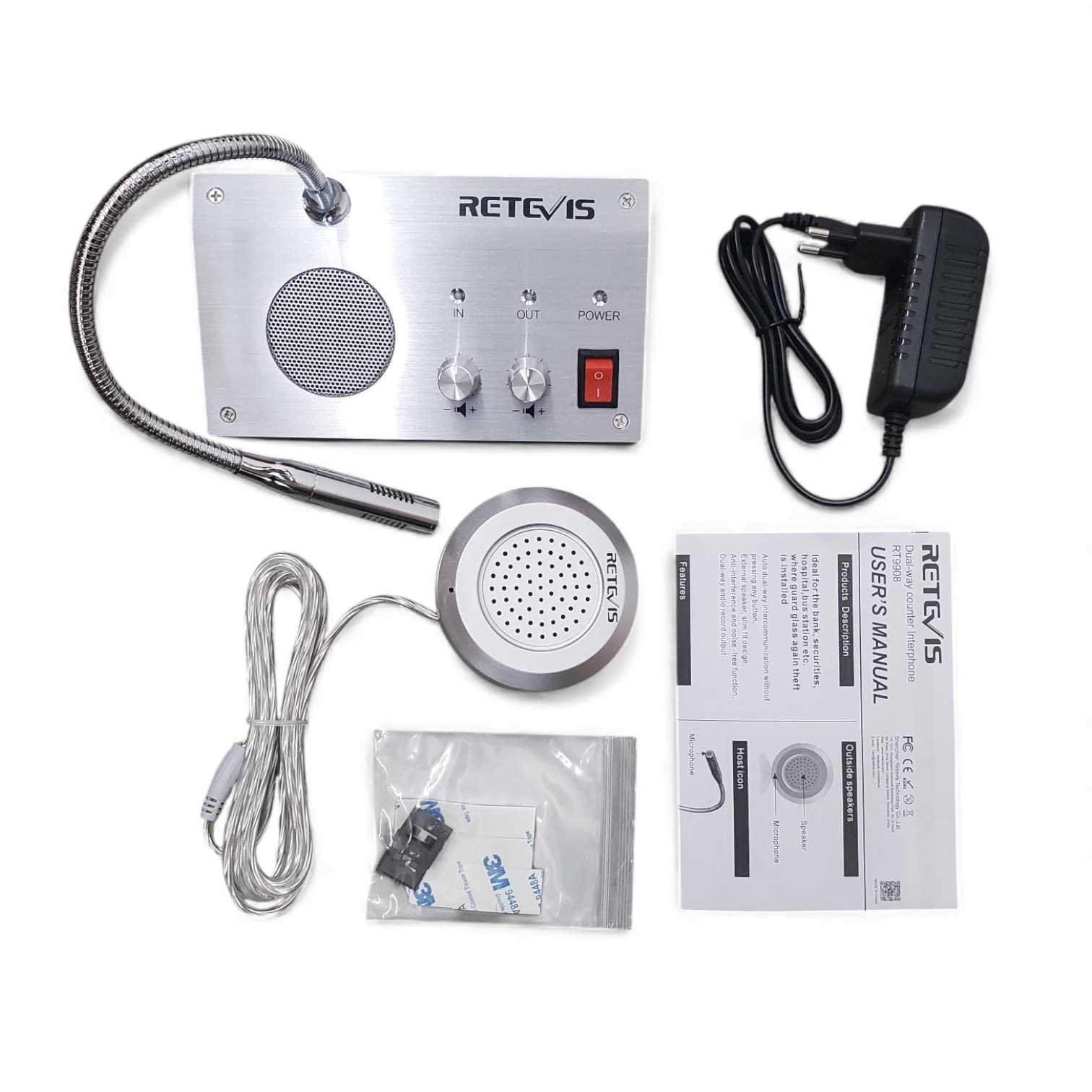 RETEVIS Window Speaker Intercom Dual Way Mic Loket Counter Teller - RT9908 Gambar produk RETEVIS Window Speaker Intercom Dual Way Mic Loket Counter Teller - RT9908