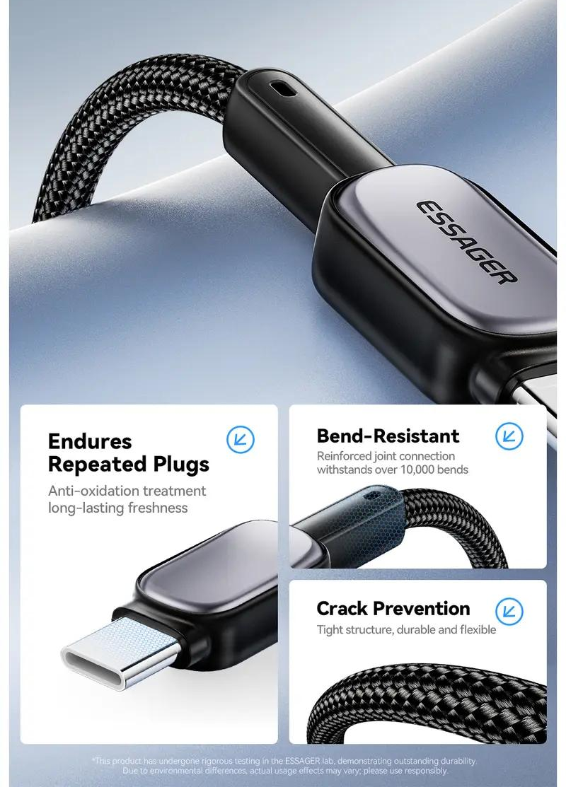 ESSAGER Charging Cable USB Type C to USB Type C 480Mbps 60W 1M - EXCTT2-CZ0G-P Gambar produk ESSAGER Charging Cable USB Type C to USB Type C 480Mbps 60W 1M - EXCTT2-CZ0G-P