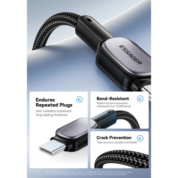 Gambar produk ESSAGER Charging Cable USB Type C to USB Type C 480Mbps 60W 1M - EXCTT2-CZ0G-P