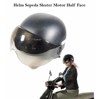 Gambar produk SPORT BIBU Helm Sepeda Skuter Motor Half Face With Visor Retro Vintage - U20