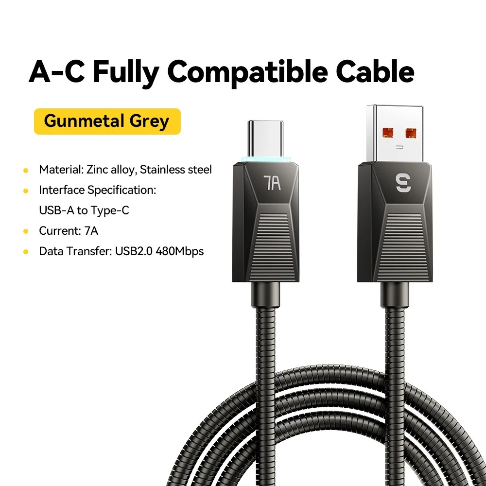 Gambar produk ESSAGER Kabel Data USB Type C PD Fast Charging Braided 7A 100W - ES-X75