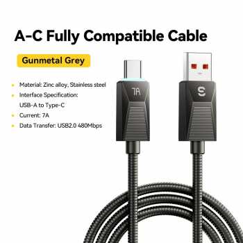 Gambar produk ESSAGER Kabel Data USB Type C PD Fast Charging Braided 7A 100W - ES-X75