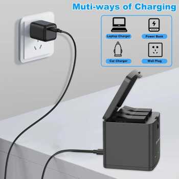 Gambar produk FUCHU Charger Baterai Box Fast Charging GoPro Hero 13 3 Slot - FC-30