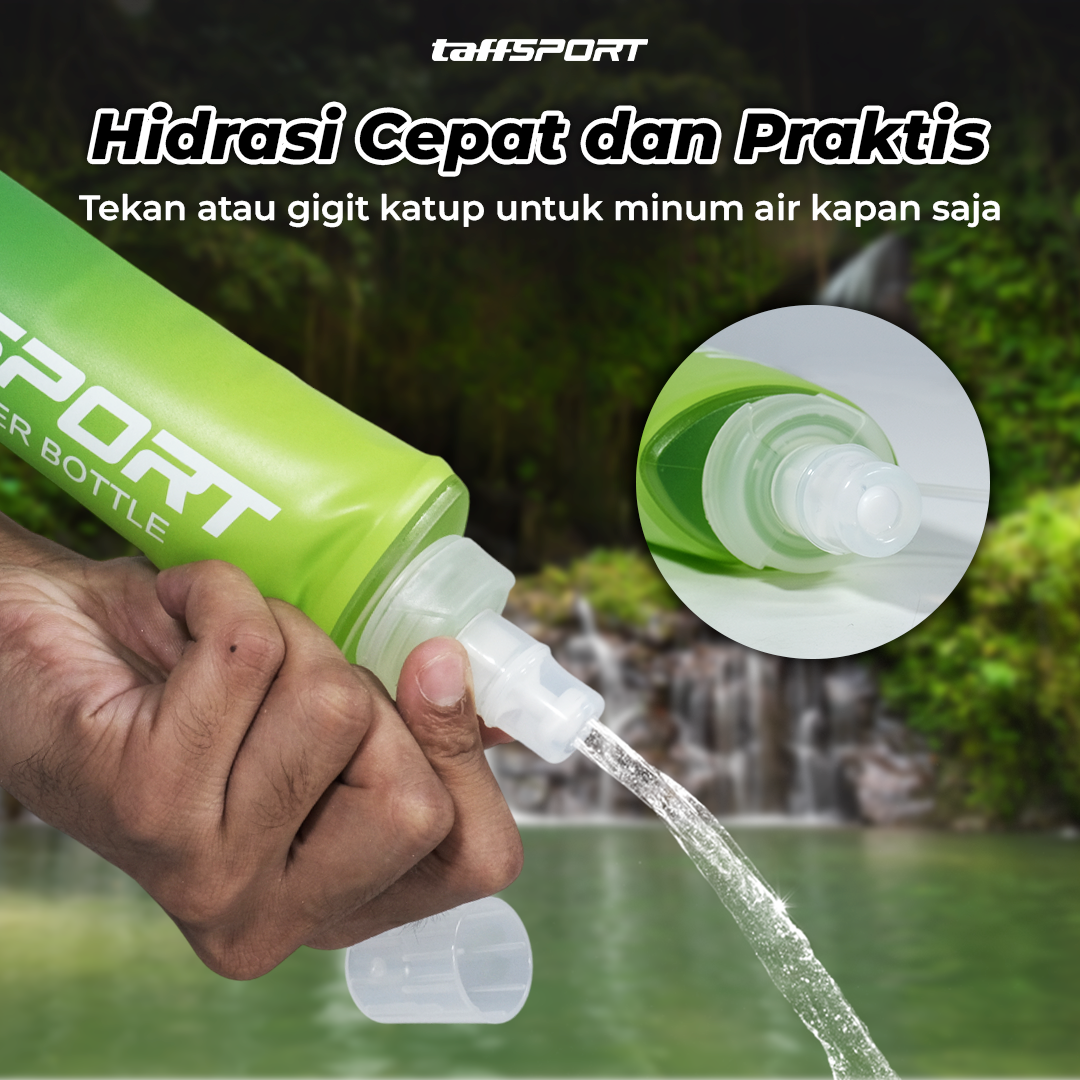 TaffSPORT Botol Minum Soft Flask Foldable Sport Water TPU 250ml - TF-25 Gambar produk TaffSPORT Botol Minum Soft Flask Foldable Sport Water TPU 250ml - TF-25