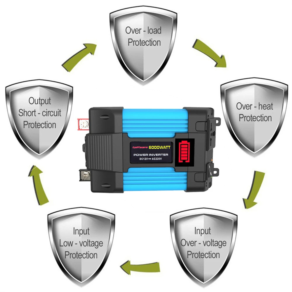 Taffware Power Inverter Mobil Modified Sine Wave 12V to AC 220V 6000W - NBR6000W Gambar produk Taffware Power Inverter Mobil Modified Sine Wave 12V to AC 220V 6000W - NBR6000W