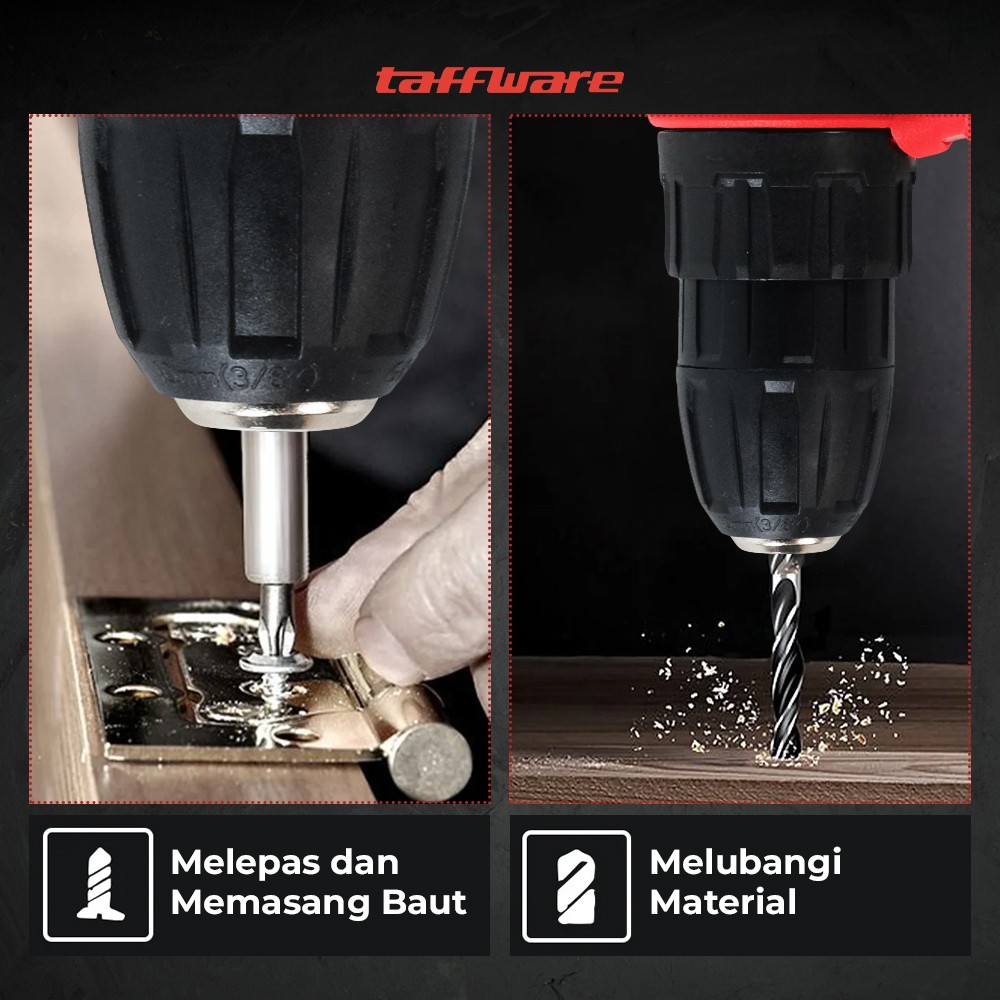 Gambar produk Taffware Bor Listrik Cordless Lithium Battery Electric Screwdriver 12V - KR564