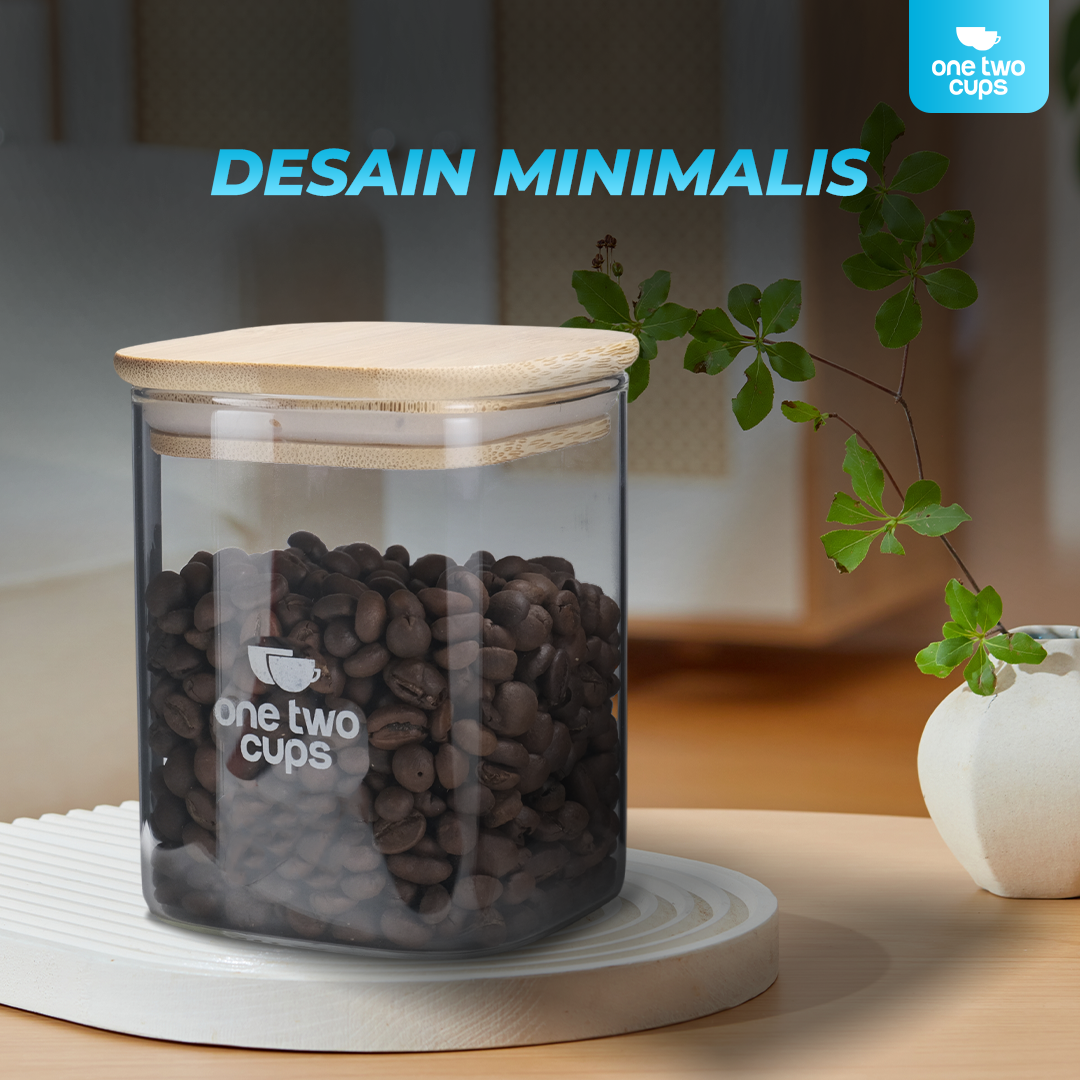 One Two Cups Toples Kaca Penyimpanan Makanan Kedap Udara Storage Jar 500ml - HC1019 Gambar produk One Two Cups Toples Kaca Penyimpanan Makanan Kedap Udara Storage Jar 500ml - HC1019
