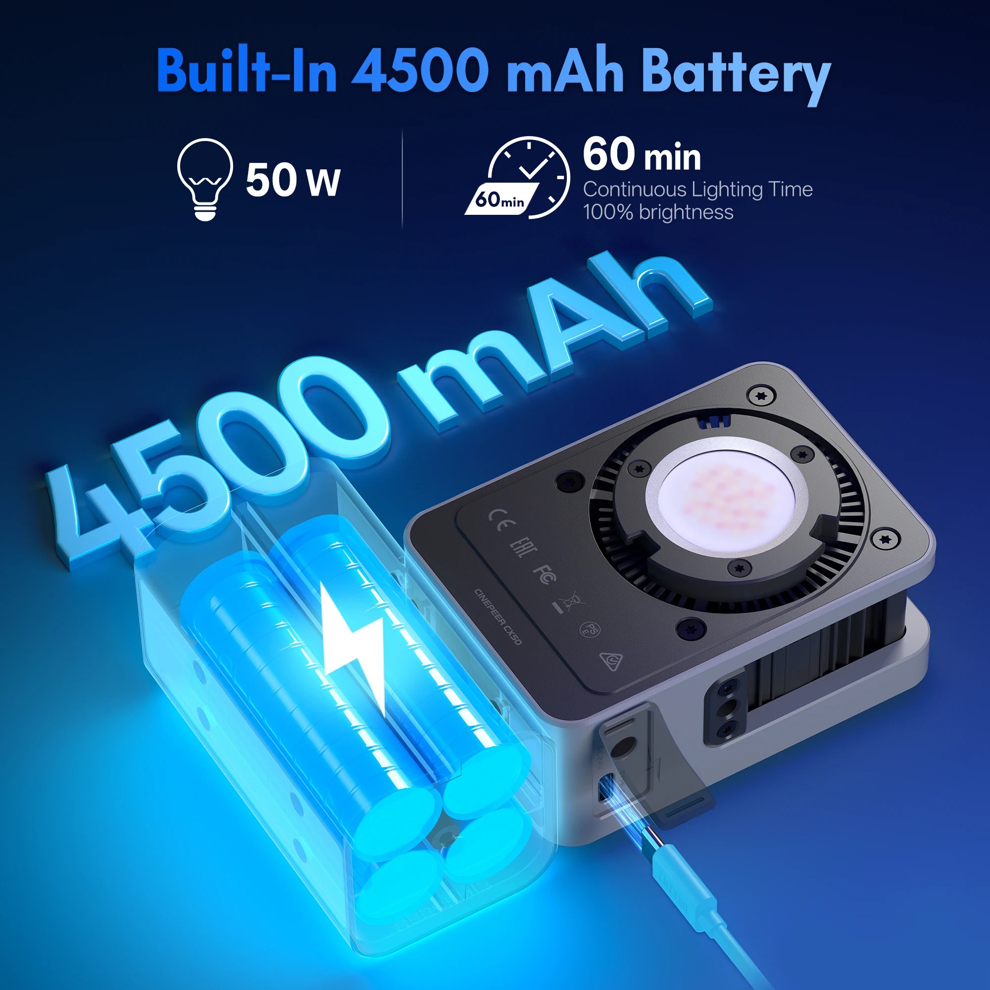 ZHIYUN CINEPEER Lampu Studio Pocket Fill Light RGB COB LED 50 W - CX50 RGB Gambar produk ZHIYUN CINEPEER Lampu Studio Pocket Fill Light RGB COB LED 50 W - CX50 RGB