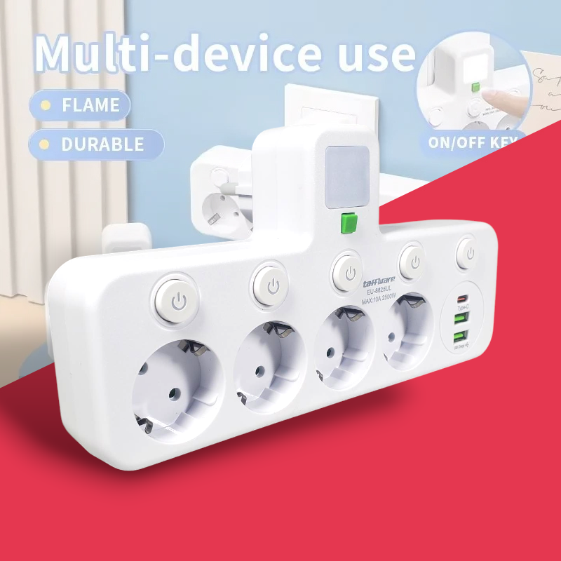 Taffware Stop Kontak 4 Lubang USB Type C EU Plug 10A 110-250V 2500W - EU-8625UL Gambar produk Taffware Stop Kontak 4 Lubang USB Type C EU Plug 10A 110-250V 2500W - EU-8625UL