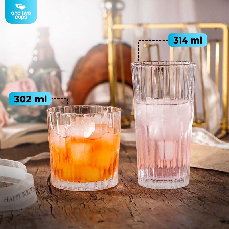 One Two Cups Gelas Kaca Aesthetic Kopi Teh Simple Striped Glass 314ml - J15 Gambar produk One Two Cups Gelas Kaca Aesthetic Kopi Teh Simple Striped Glass 314ml - J15