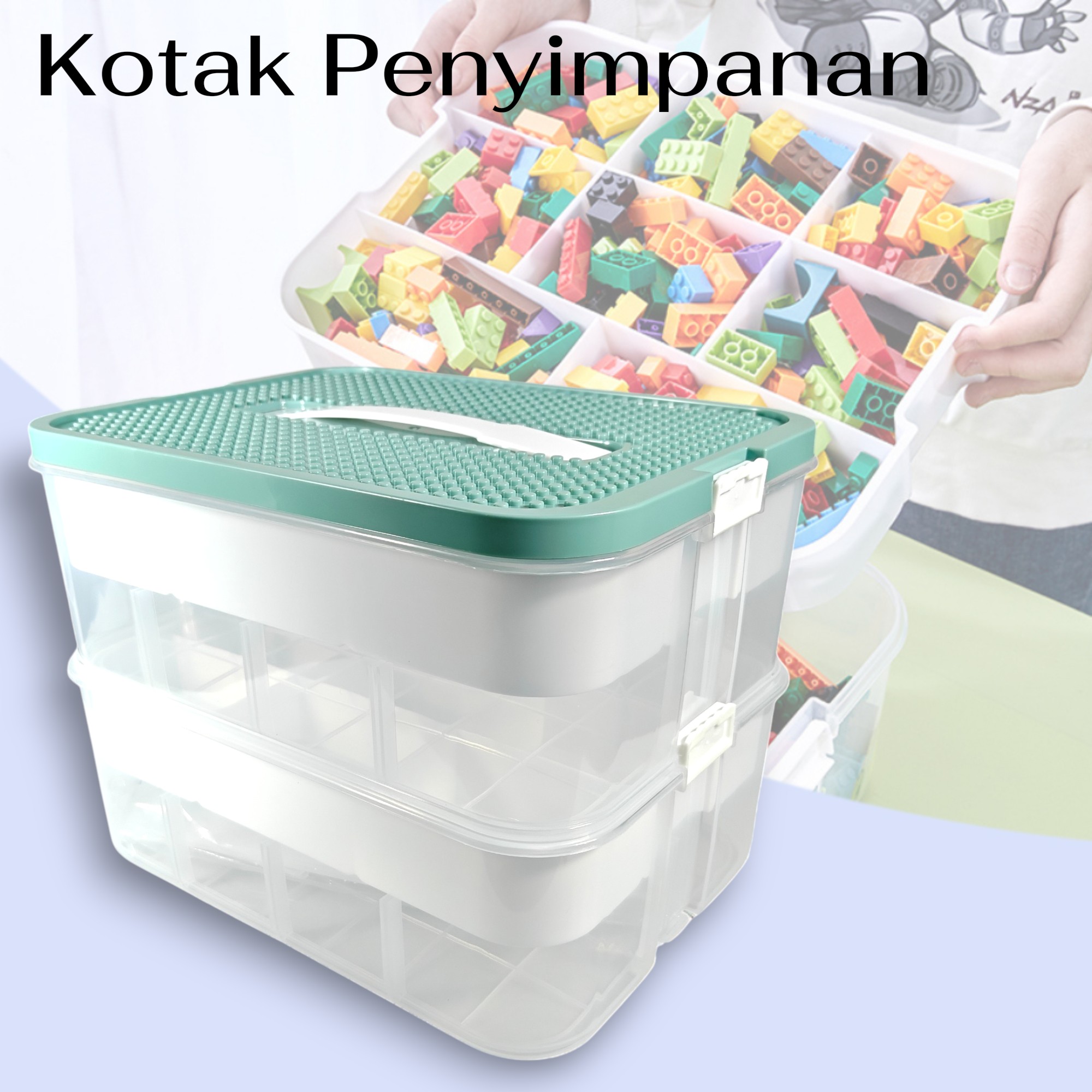 Gambar produk TRL Kotak Penyimpanan Balok LEGO Stackable Storage Container 2 Layer - TR-6T