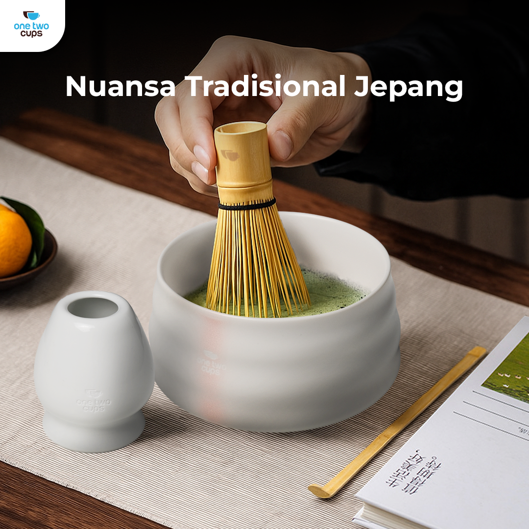 One Two Cups Matcha Set Kit Chawan Chasen Stand Chashaku 4 PCS - NA-1451 Gambar produk One Two Cups Matcha Set Kit Chawan Chasen Stand Chashaku 4 PCS - NA-1451