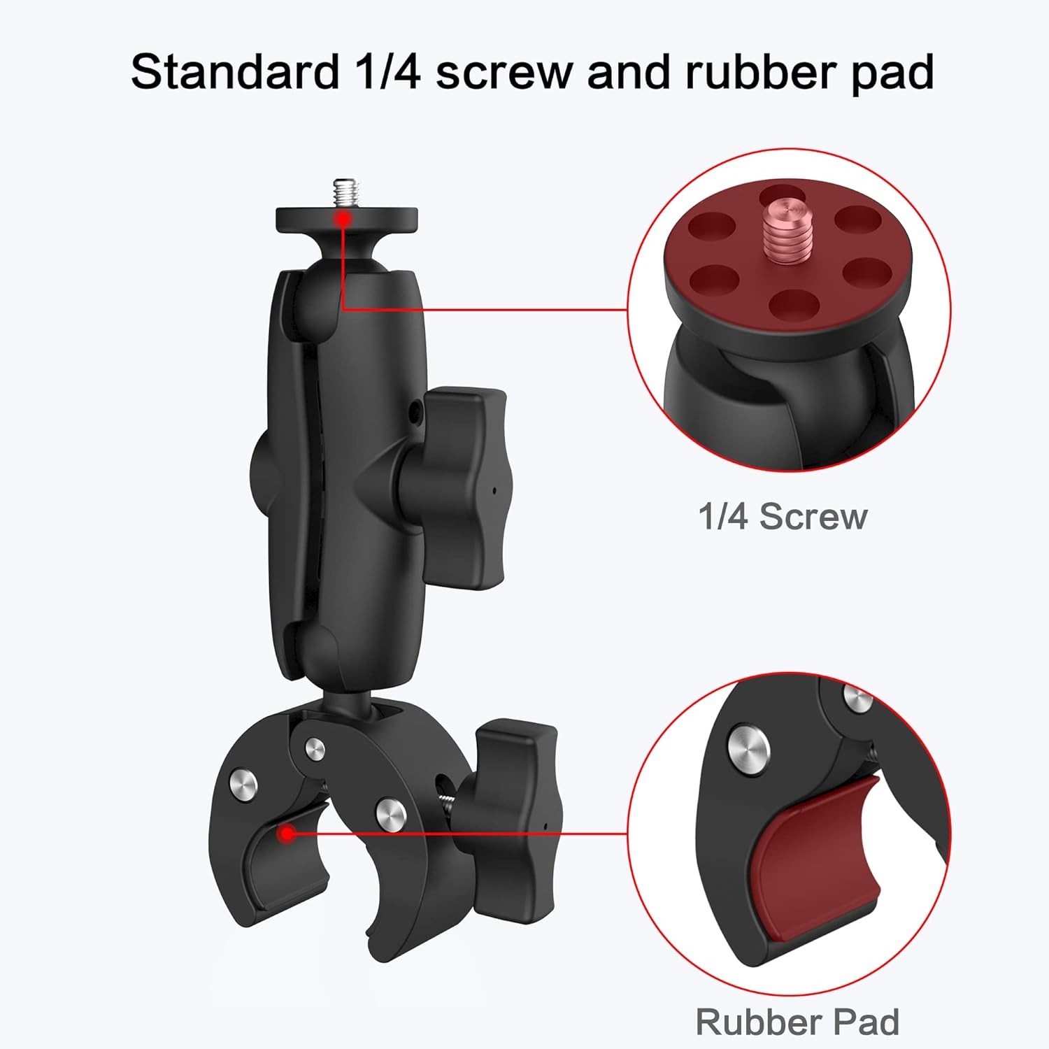 Fahliso Clamp Holder Action Camera Motorcycle Handlebar 1/4 Inch - FH-14 Gambar produk Fahliso Clamp Holder Action Camera Motorcycle Handlebar 1/4 Inch - FH-14