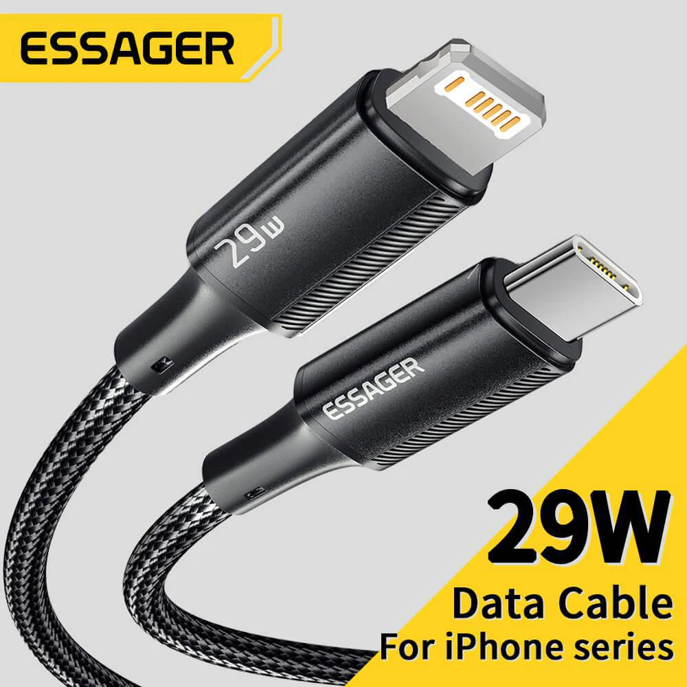 ESSAGER Charging Cable USB Type C to Lightning 3M 29W - EXCTL-JJC01-P Gambar produk ESSAGER Charging Cable USB Type C to Lightning 3M 29W - EXCTL-JJC01-P