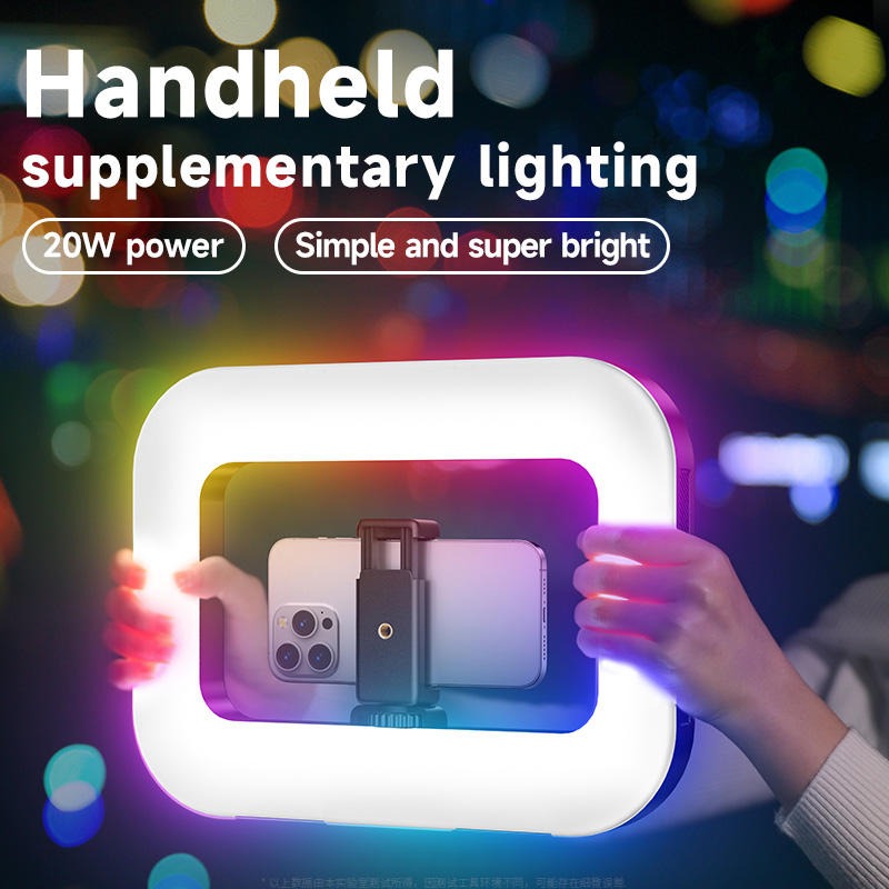 CLM Video Rig Ring Light LED Tricolor Rectangular 2500-8500K 1500mAh - YM200 Gambar produk CLM Video Rig Ring Light LED Tricolor Rectangular 2500-8500K 1500mAh - YM200