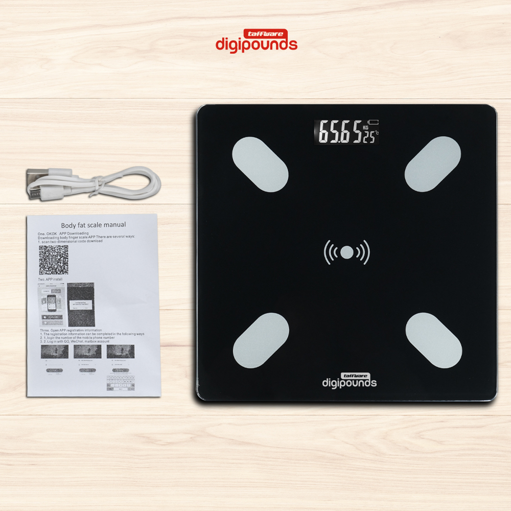 Taffware Digipounds Timbangan Badan Digital Scale BMI Smart App 180kg Rechargeable Version - ANT0217 Gambar produk Taffware Digipounds Timbangan Badan Digital Scale BMI Smart App 180kg Rechargeable Version - ANT0217