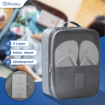 Rhodey Tas Sepatu 3 Layer Travel Organizer Shoes Bag Nylon Mesh Oxford - LK-20