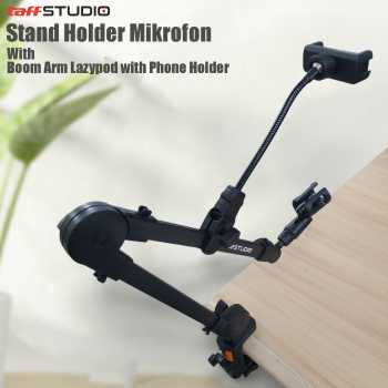 TaffSTUDIO Stand Holder Mikrofon Boom Arm Lazypod with Phone Holder - AK-V7