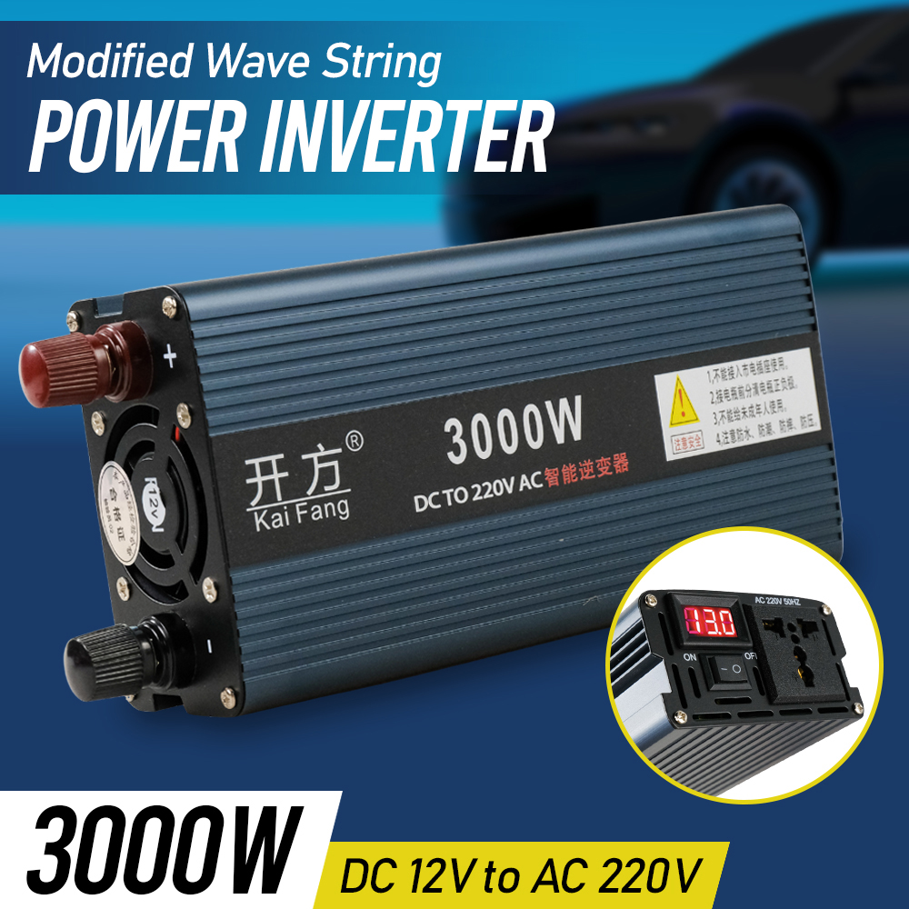 Gambar produk Kai Fang Modified Wave String Power Inverter DC 12V to AC 220V 3000W - DC12VIN