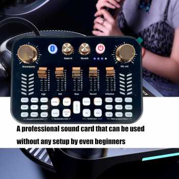 LIEYUAN Sound Card Mixer External Bluetooth Live Broadcast 1200mAh - V19