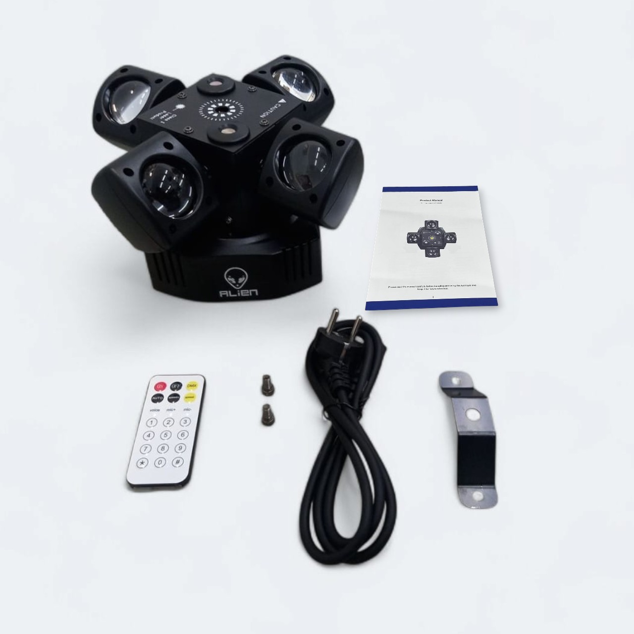 Alien Lampu Sorot LED Laser Beam Disco RGBW Moving Head DMX512 48W - KM4 Gambar produk Alien Lampu Sorot LED Laser Beam Disco RGBW Moving Head DMX512 48W - KM4