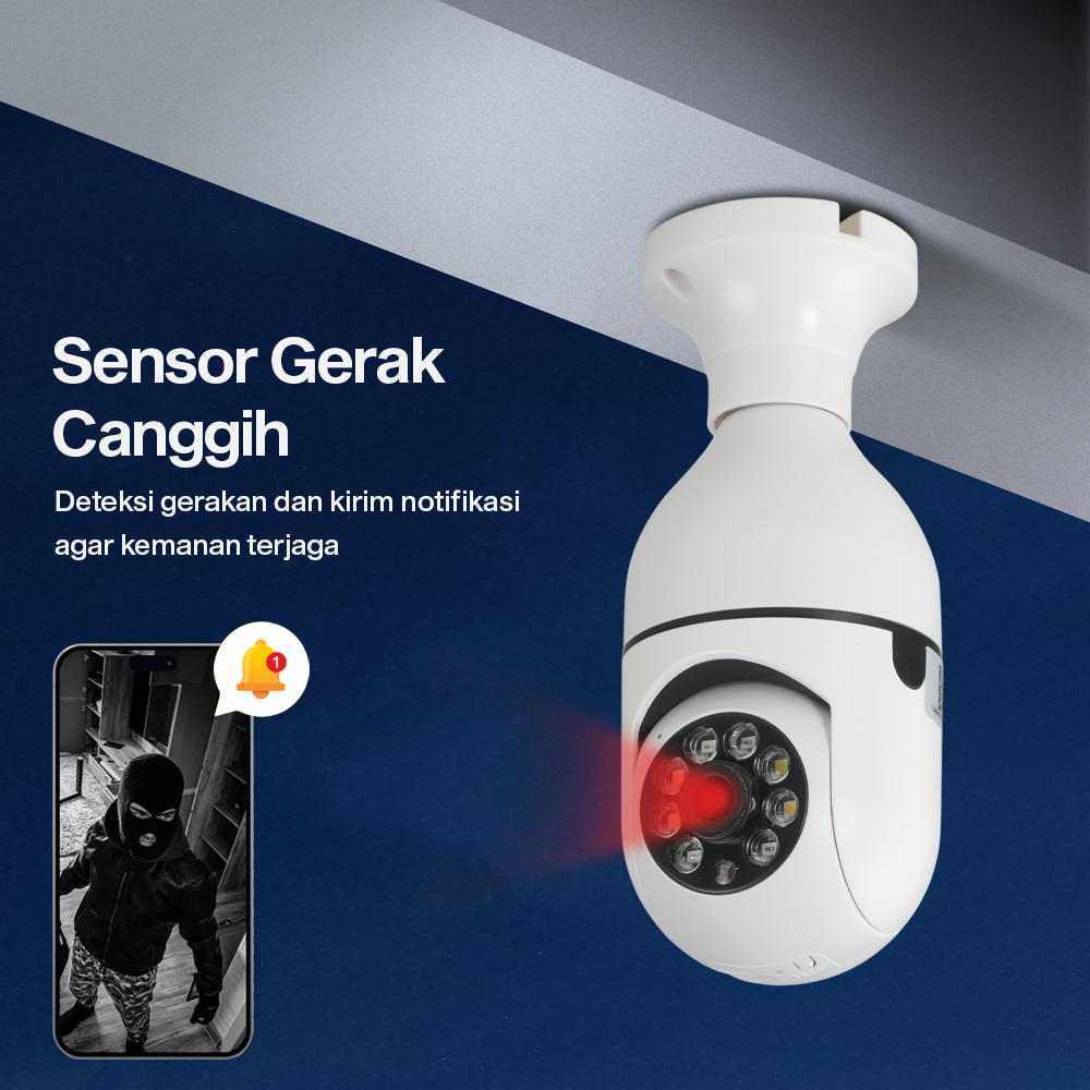 Kamera CCTV Indoor Bohlam WiFi IP Camera IR Detection E27 1080P 2MP - YS-2303 Gambar produk Kamera CCTV Indoor Bohlam WiFi IP Camera IR Detection E27 1080P 2MP - YS-2303