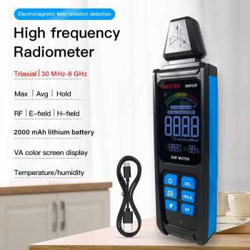 Mestek Alat Deteksi Radiasi Elektromagnetik 4in1 EMF Detector 2000mAh - EMF02R