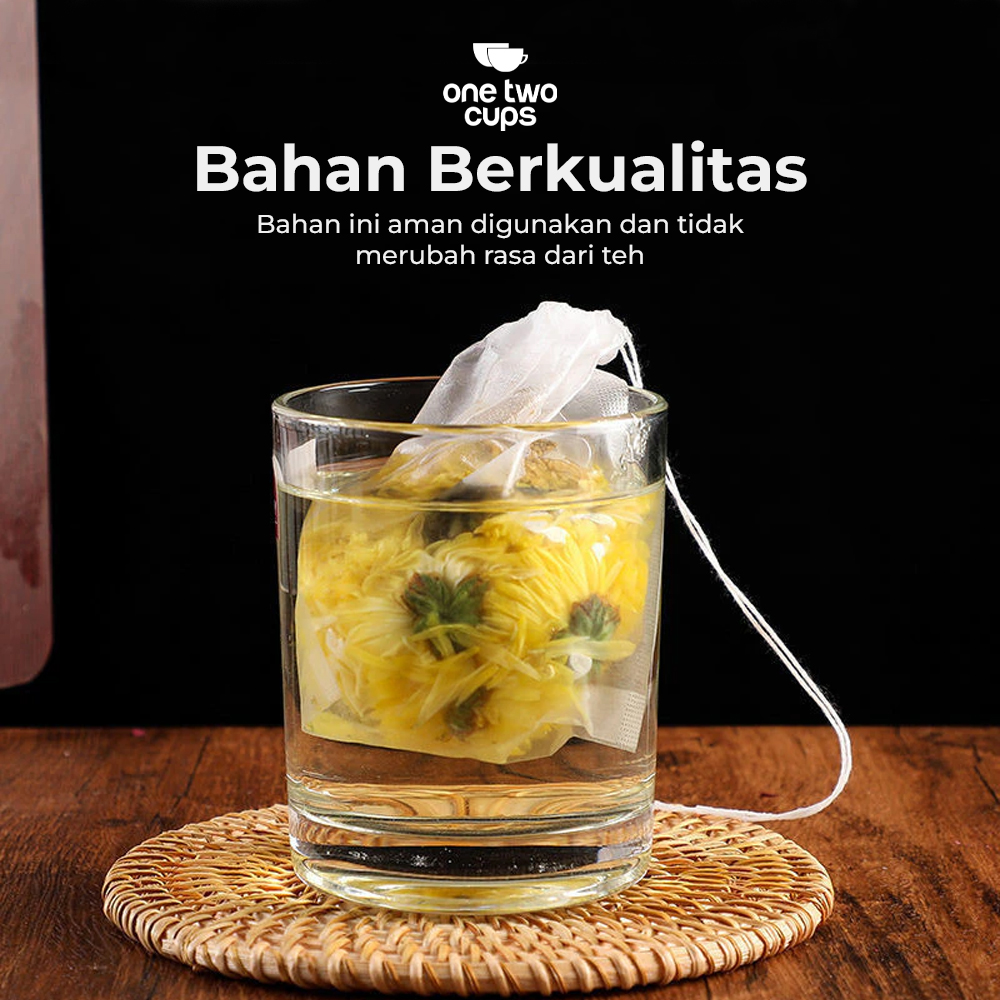 One Two Cups Kantong Filter Saringan Teh Tea Bag Disposable 100 PCS 5.5x7cm - M100 Gambar produk One Two Cups Kantong Filter Saringan Teh Tea Bag Disposable 100 PCS 5.5x7cm - M100