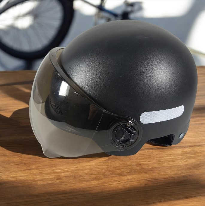 Gambar produk SPORT BIBU Helm Sepeda Skuter Motor Retro Vintage Half Face With Visor - U20