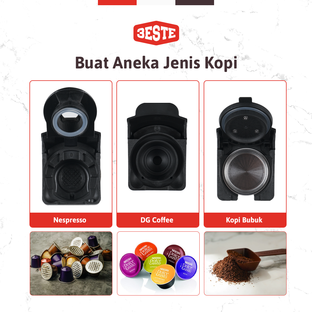 Trieste Mesin Kopi Espresso 3in1 Coffee Maker 19 Bar 1450W 600ml - ST-504 Gambar produk Trieste Mesin Kopi Espresso 3in1 Coffee Maker 19 Bar 1450W 600ml - ST-504