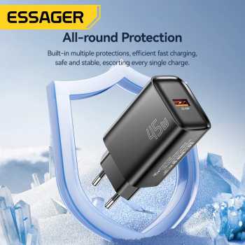 Gambar produk ESSAGER Kepala Charger USB Fast Charging GaN PD QC3.0 45W - ES-CD60