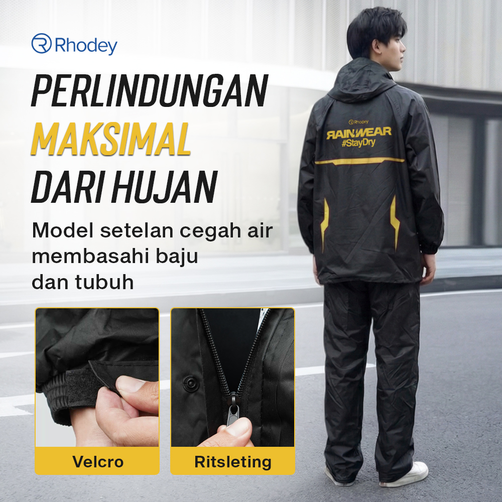 Rhodey Jas Hujan Setelan Motor Visor Polyester Waterproof Raincoat L - ZY-8119 Gambar produk Rhodey Jas Hujan Setelan Motor Visor Polyester Waterproof Raincoat L - ZY-8119