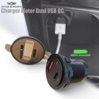 OTOHEROES Charger Motor Dual USB QC 3.0 Type C 12V Display Voltmeter - ZE12V