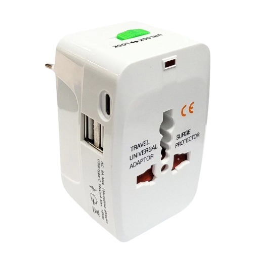 Gambar produk MAERKNON Travel Adaptor Universal AU US UK EU Type C Dual USB 2400mA - HHT200
