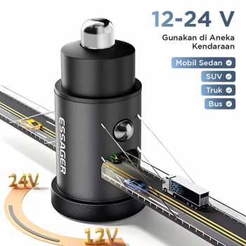 Gambar produk ESSAGER Car Charger Mobil Fast Charging PD QC 4.0 USB Type C Port 45W - ECCAC45-TL01-P