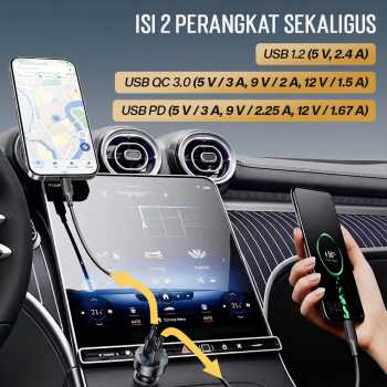 Gambar produk Iriisy Car Charger Mobil Fast Charging PD QC 3.0 USB Type C Port 54W - PD20W