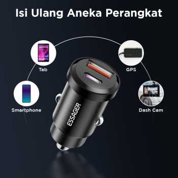 Gambar produk ESSAGER Car Charger Mobil Fast Charging PD QC 4.0 USB Type C Port 45W - ECCAC45-TL01-P