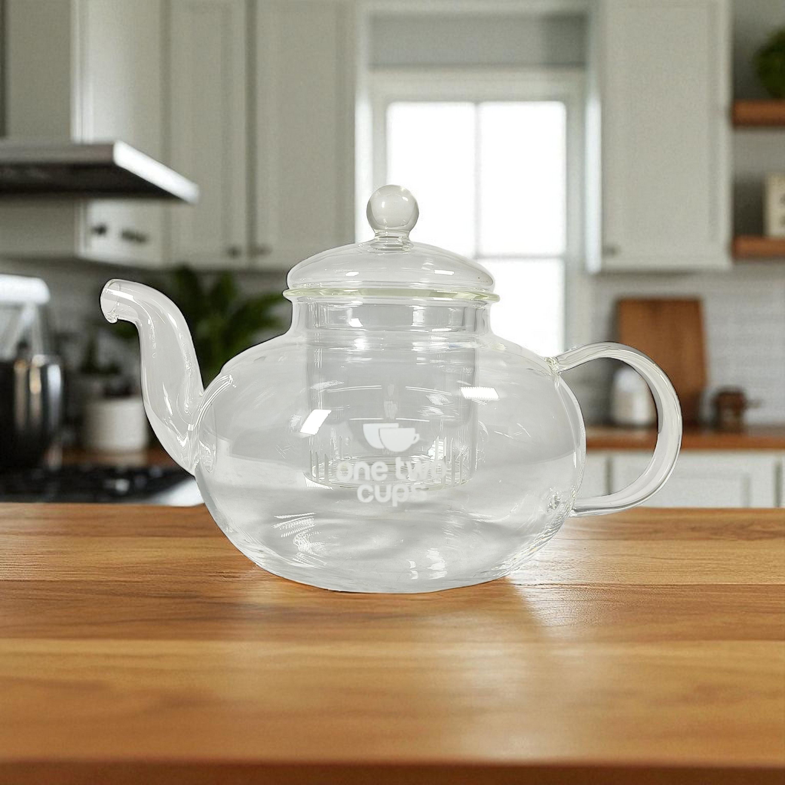 One Two Cups Teko Teh Kaca Saringan Tahan Panas Api Infuser Teapot 800ml - 8CV102 Gambar produk One Two Cups Teko Teh Kaca Saringan Tahan Panas Api Infuser Teapot 800ml - 8CV102