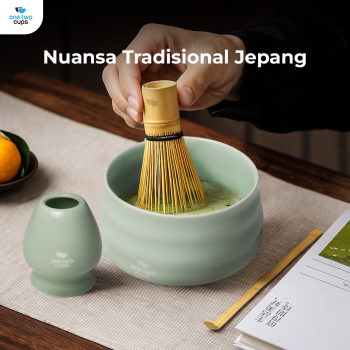Gambar produk One Two Cups Matcha Set Kit Chawan Chasen Stand Chashaku 4 PCS - NA-1451