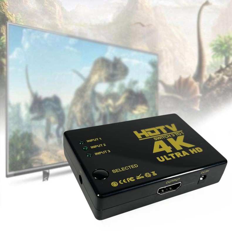 Duorem HDMI Switcher Splitter 3 Port 4K x 2K Ultra HD with Remote - SY-301 Gambar produk Duorem HDMI Switcher Splitter 3 Port 4K x 2K Ultra HD with Remote - SY-301