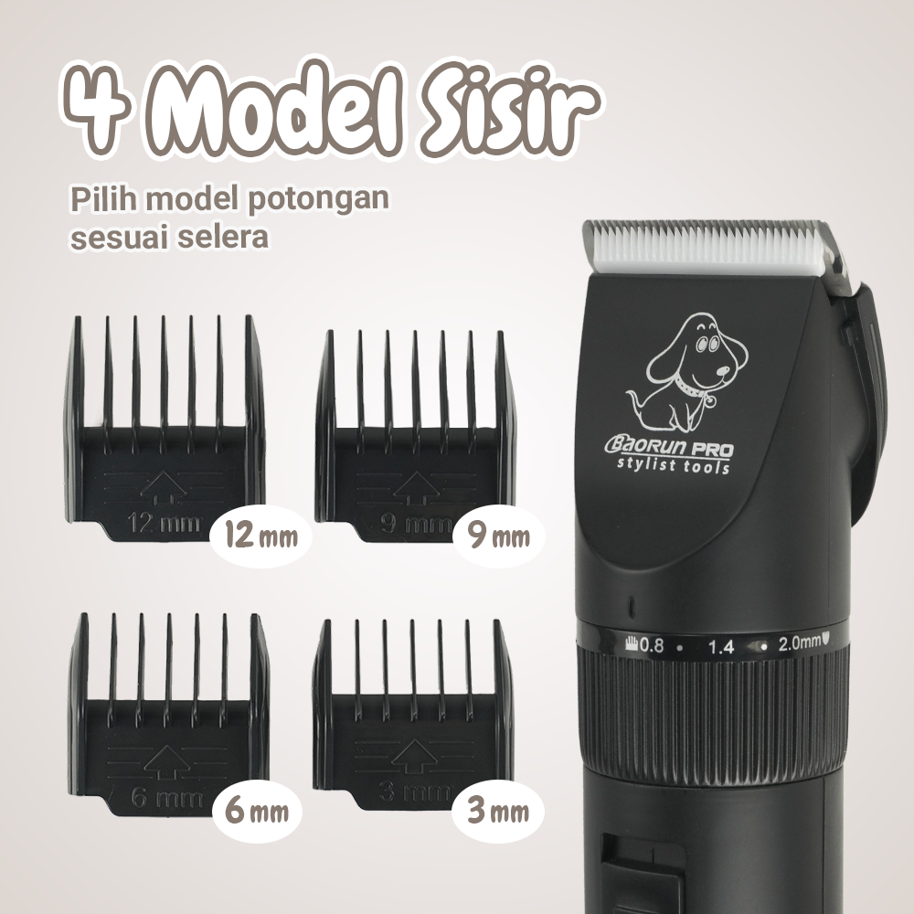 Gambar produk BaoRun PRO Alat Cukur Bulu Hewan Anjing Kucing Domba Wired 8200RPM 20W - S1