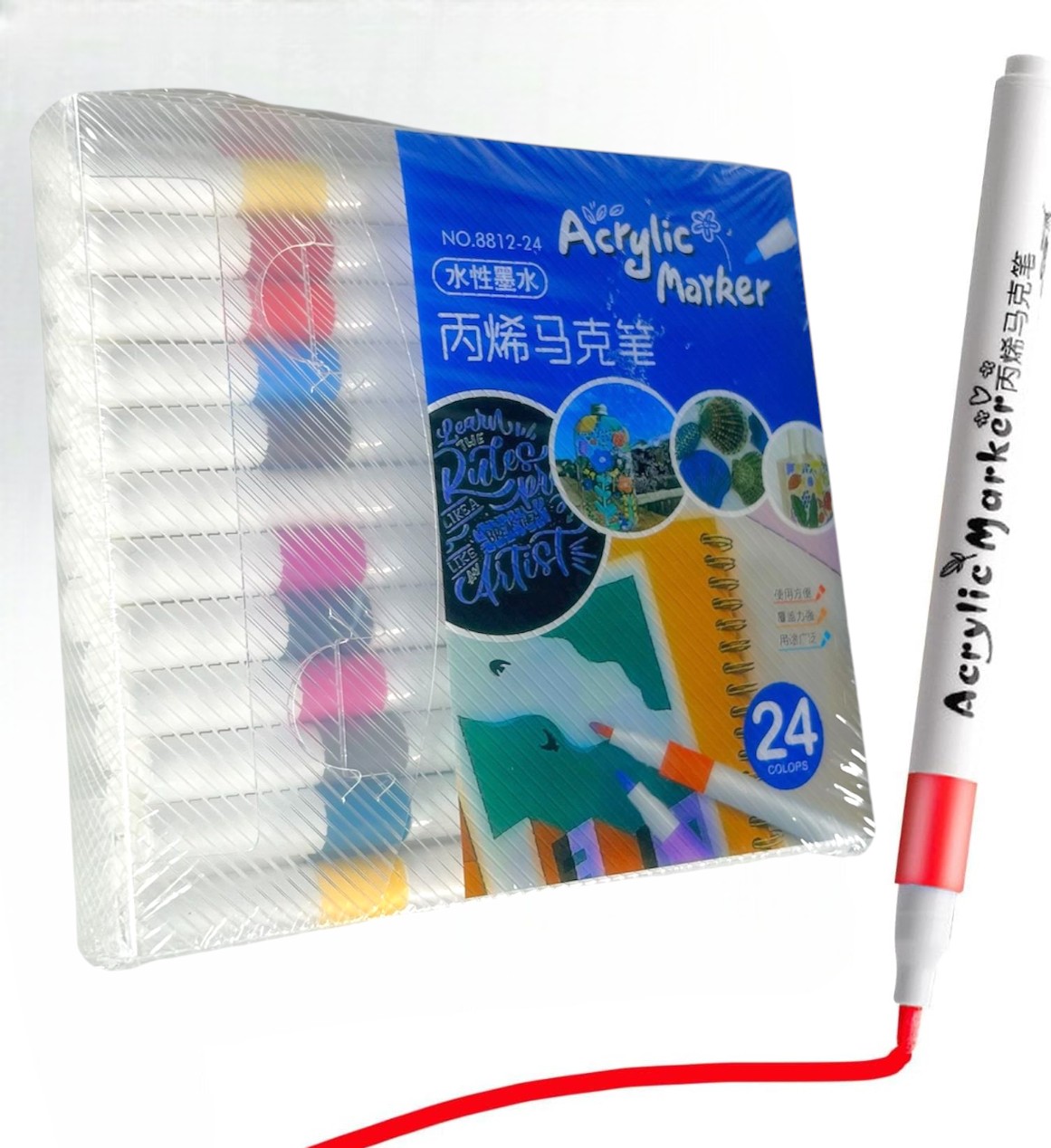 Gambar produk HUNJHYC Spidol Warna Anak Acrylic Marker Fine Tip Quick Dry Waterproof 24 Warna - 8812